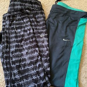 All Nike Bundle 2 leggings + 1 black Dri fit top